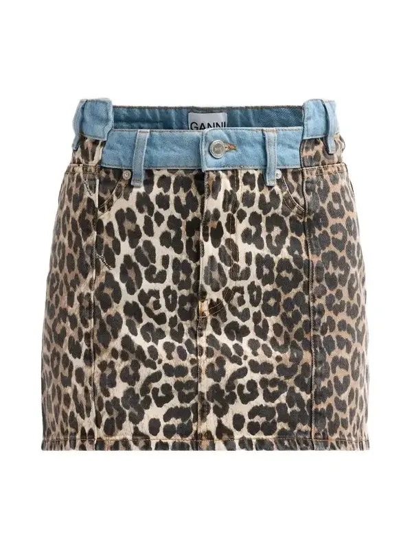 Women's Printed Denim Fold Mini Skirt Women's Printed Denim Fold Mini Skirt