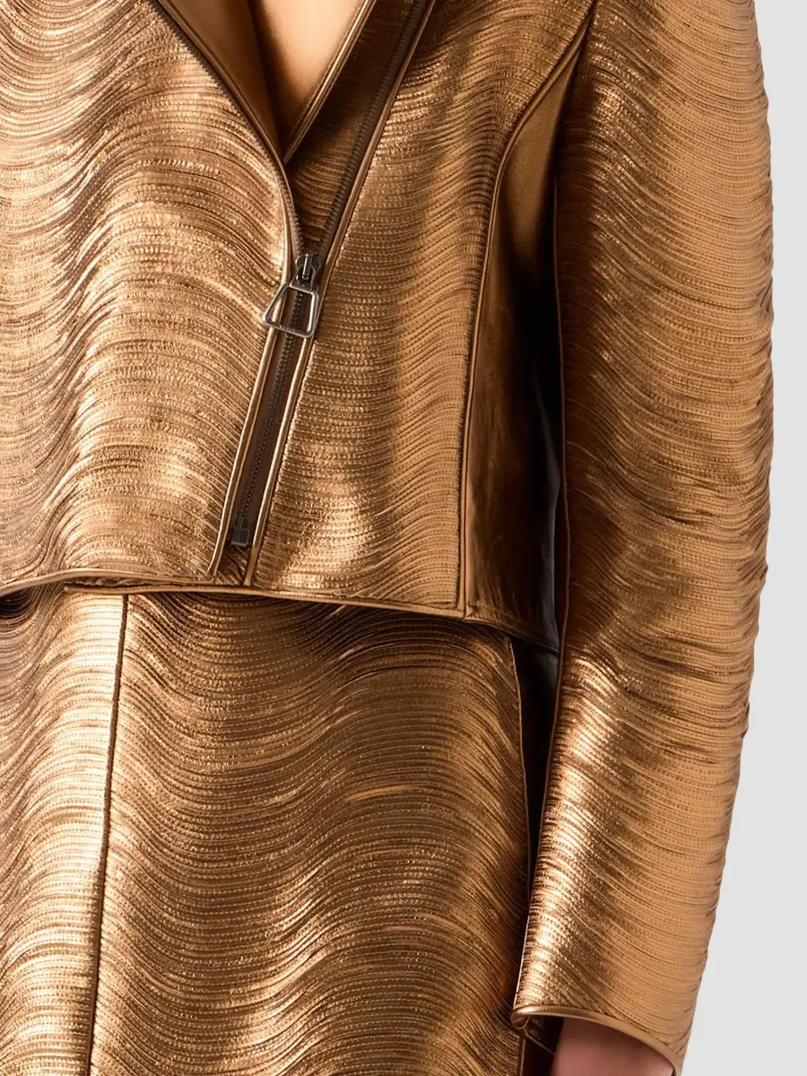 Akris Women's Clary Lamé Leather Biker Jacket | Thumbnail 5 Akris Women's Clary Lamé Leather Biker Jacket | Thumbnail 5