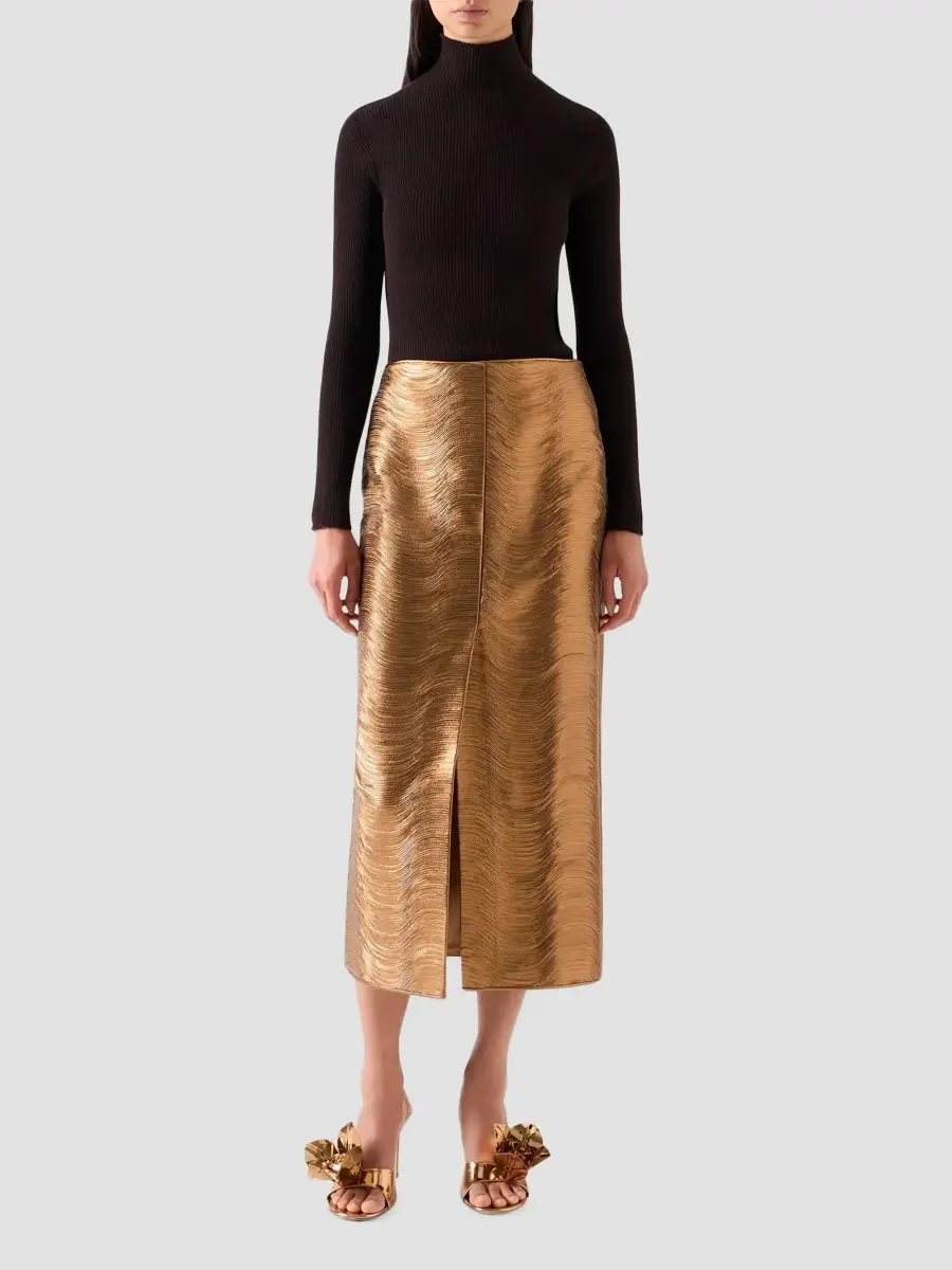 Akris Women's Lamé Leather Pencil Skirt | Thumbnail 2 Akris Women's Lamé Leather Pencil Skirt | Thumbnail 2