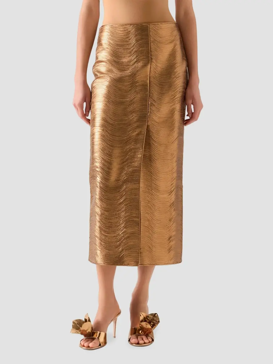 Akris Women's Lamé Leather Pencil Skirt | Thumbnail 4 Akris Women's Lamé Leather Pencil Skirt | Thumbnail 4