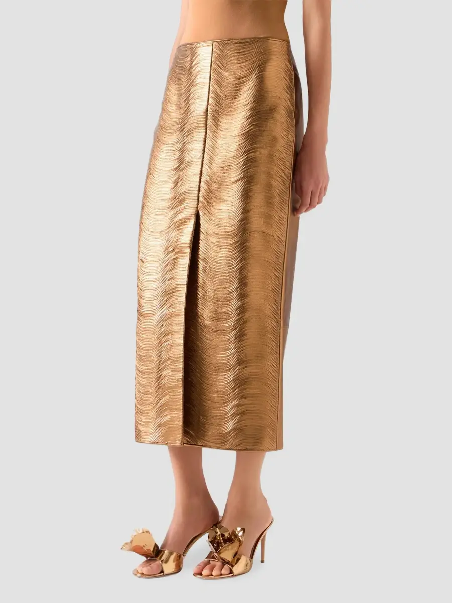 Akris Women's Lamé Leather Pencil Skirt | Thumbnail 6 Akris Women's Lamé Leather Pencil Skirt | Thumbnail 6