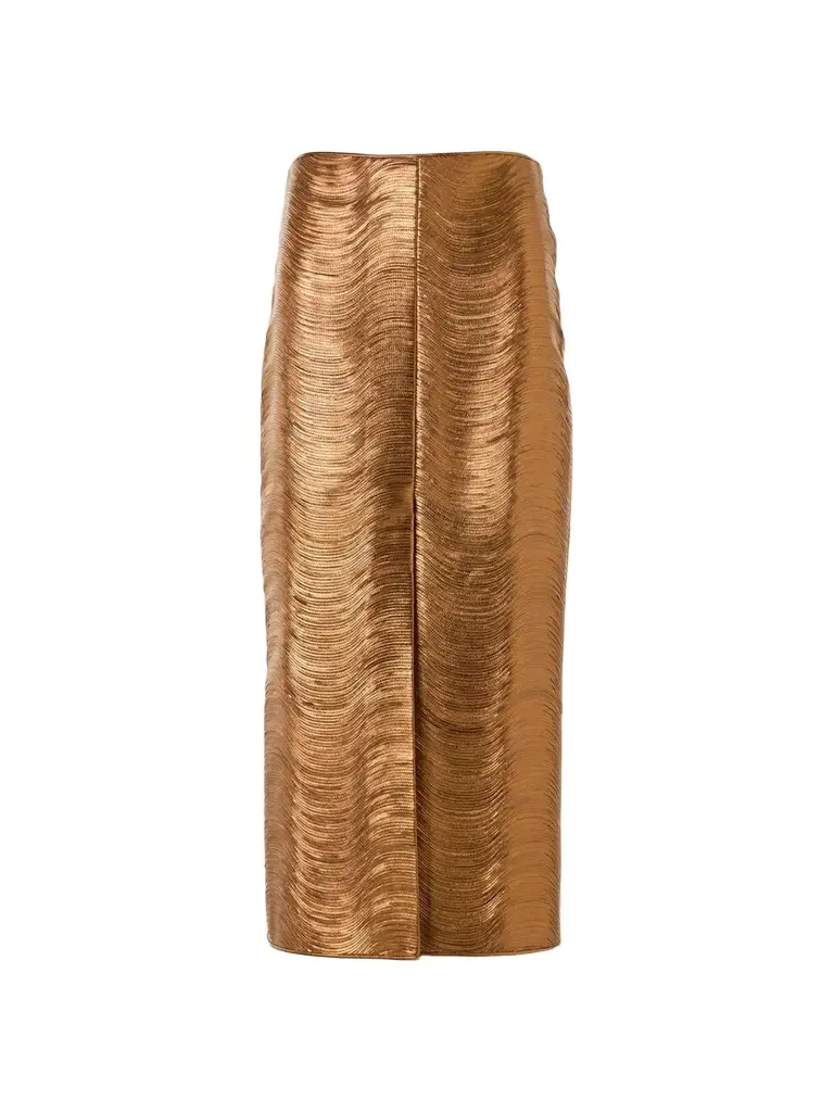 Akris Women's Lamé Leather Pencil Skirt