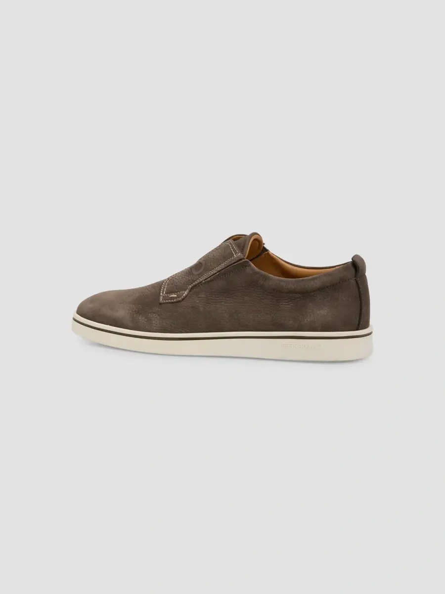 Ferragamo Men's Alfievit Suede Slip-On Sneakers | Thumbnail 4 Ferragamo Men's Alfievit Suede Slip-On Sneakers | Thumbnail 4