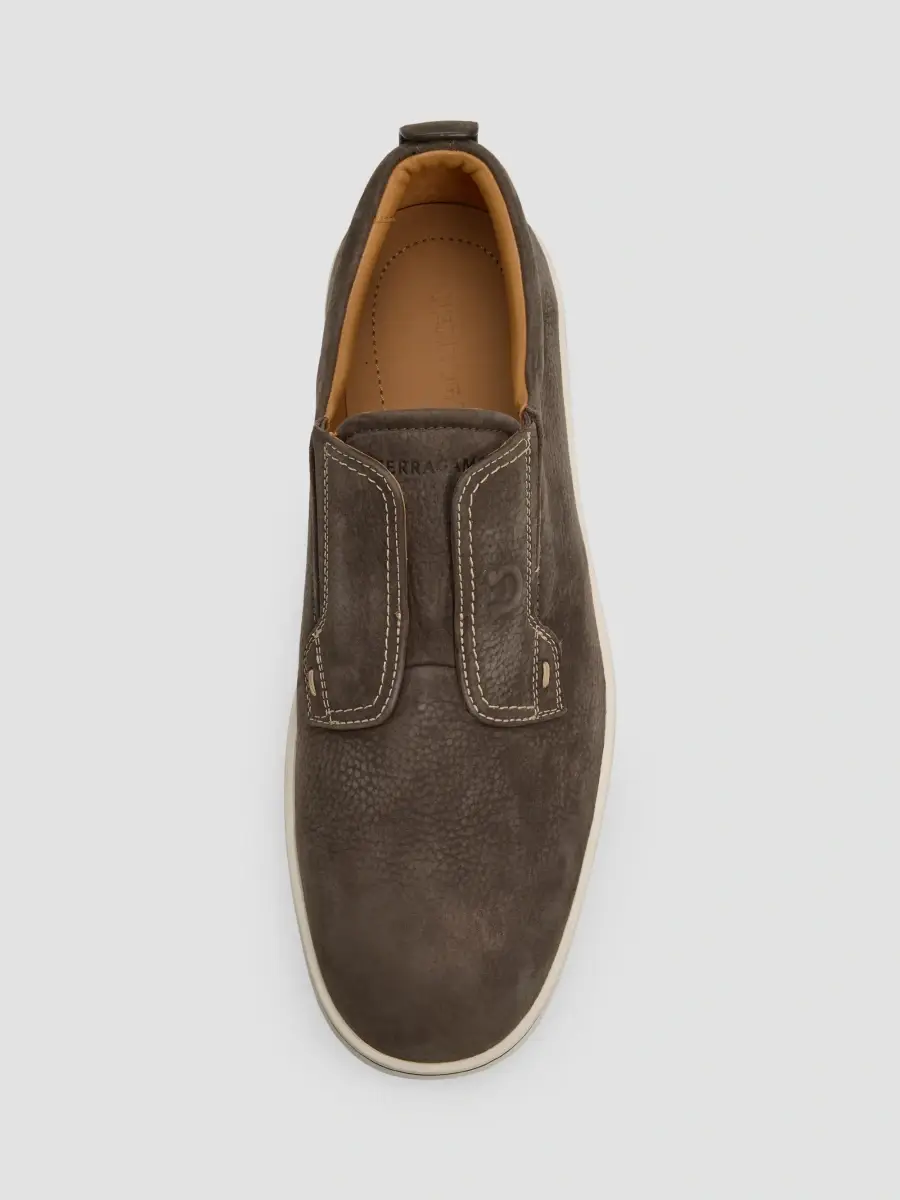 Ferragamo Men's Alfievit Suede Slip-On Sneakers | Thumbnail 6 Ferragamo Men's Alfievit Suede Slip-On Sneakers | Thumbnail 6