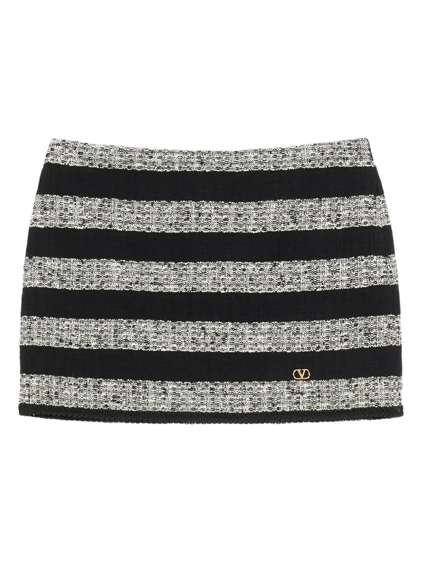 Valentino Women's Mini Skirt in Stripe Tweed - Black Multi