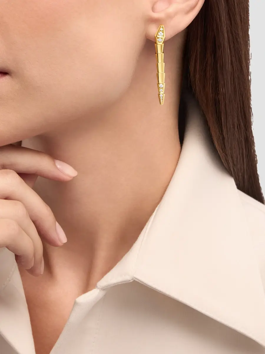 BVLGARI Women's Serpenti Viper 18K Yellow Gold & 0.53 TCW Diamond Drop Earrings | Thumbnail 2 BVLGARI Women's Serpenti Viper 18K Yellow Gold & 0.53 TCW Diamond Drop Earrings | Thumbnail 2