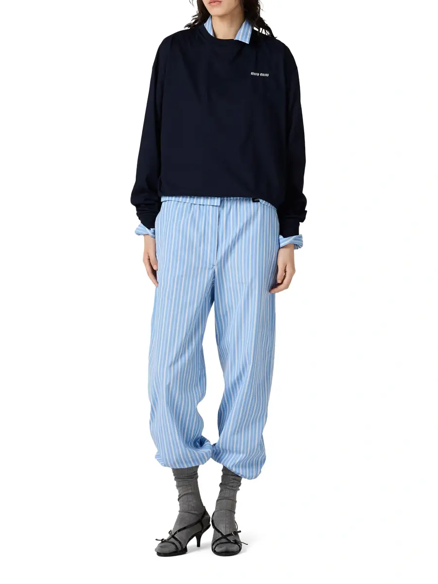 Miu Miu Women's Long Sleeved Jersey Sweatshirt | Thumbnail 5 Miu Miu Women's Long Sleeved Jersey Sweatshirt | Thumbnail 5
