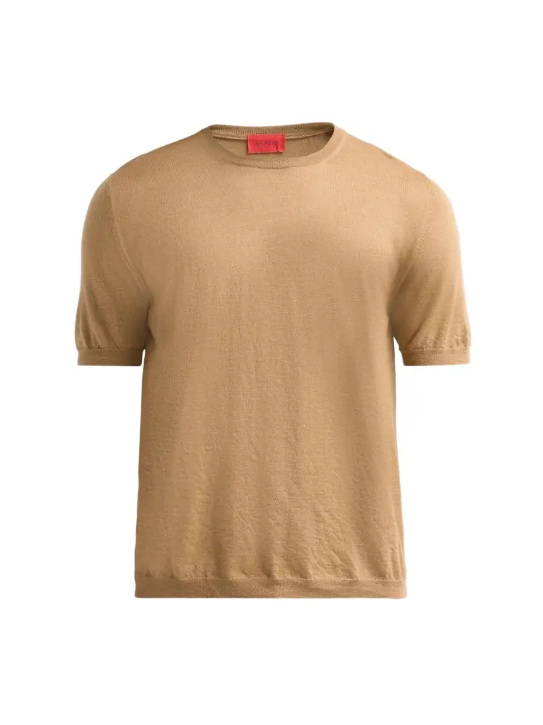 Isaia Men's Cashmere-Silk Short-Sleeve Shirt