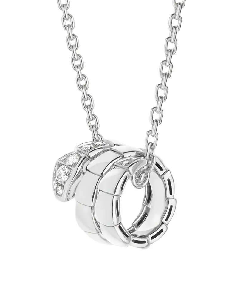 Women's Serpenti Viper 18K White Gold & 0.13 TCW Diamond Pendant Necklace