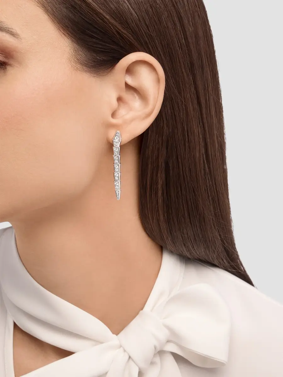BVLGARI Women's Serpenti Viper 18K White Gold & 1.08 TCW Diamond Drop Earrings | Thumbnail 2