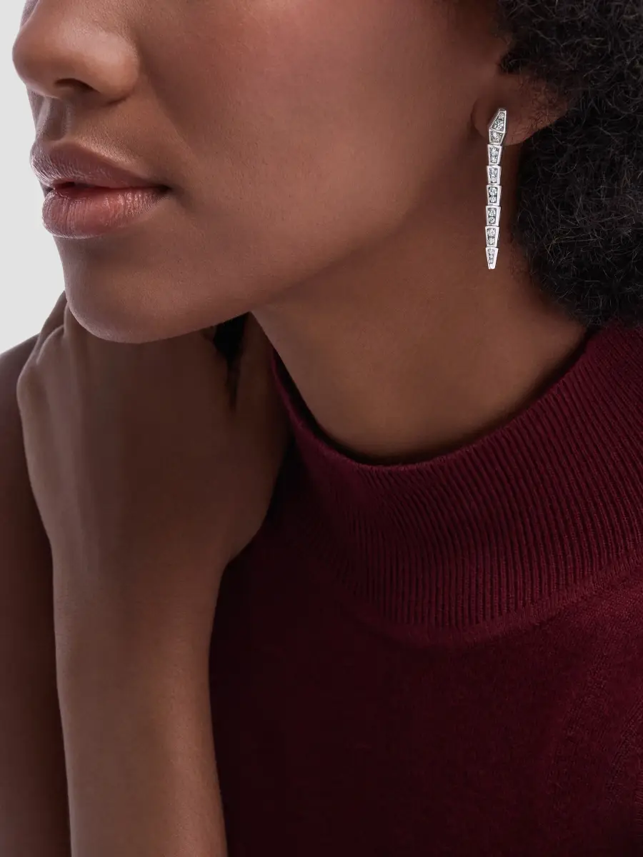 BVLGARI Women's Serpenti Viper 18K White Gold & 1.08 TCW Diamond Drop Earrings | Thumbnail 3