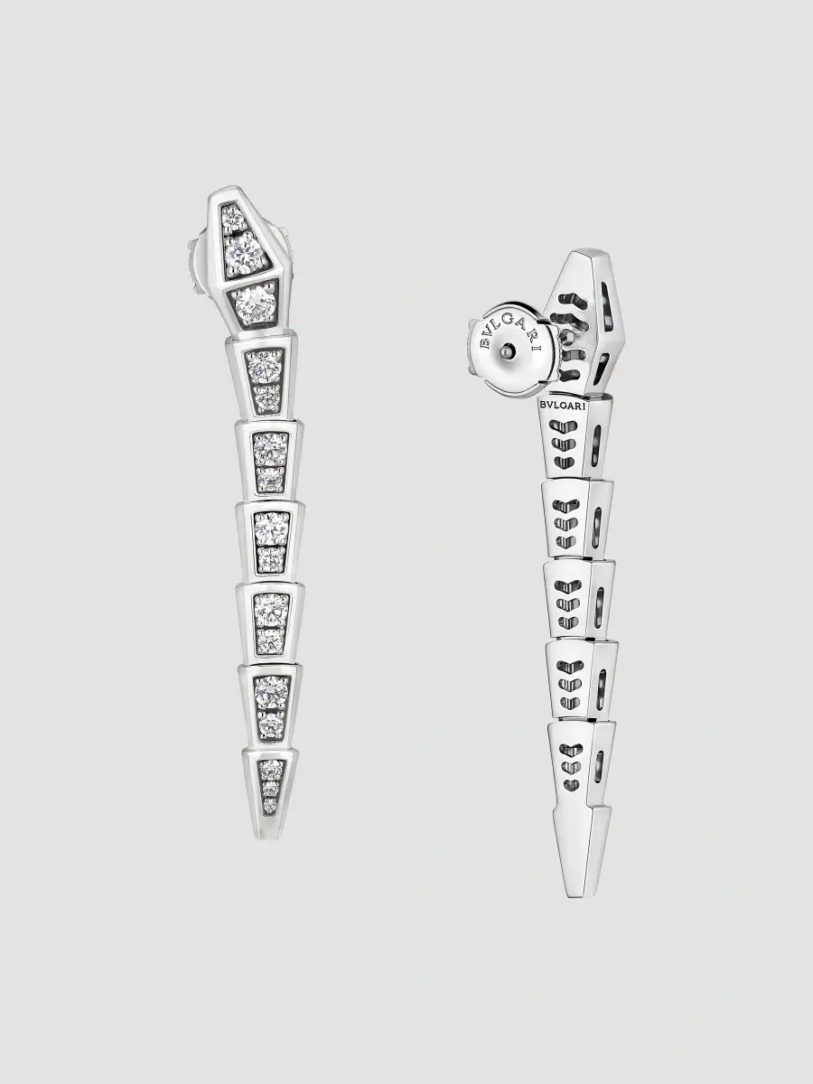 BVLGARI Women's Serpenti Viper 18K White Gold & 1.08 TCW Diamond Drop Earrings | Thumbnail 4