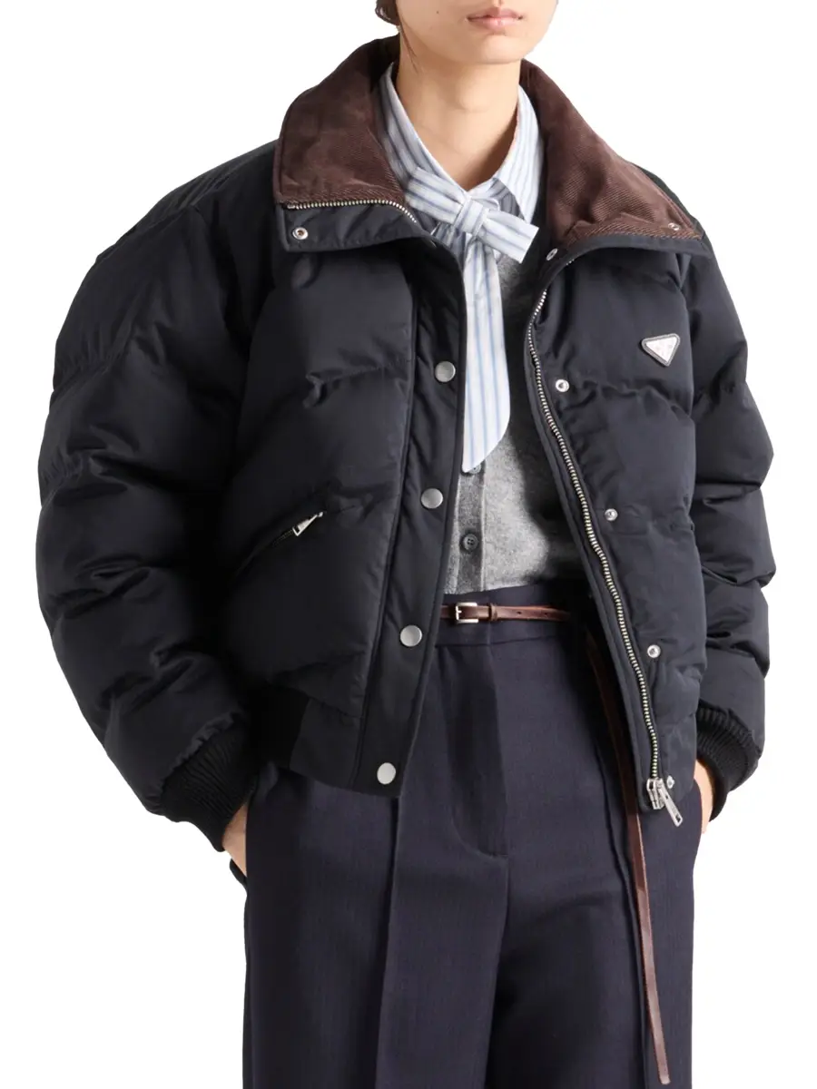 Prada Women's Cropped Compact Poplin Down Jacket | Thumbnail 2