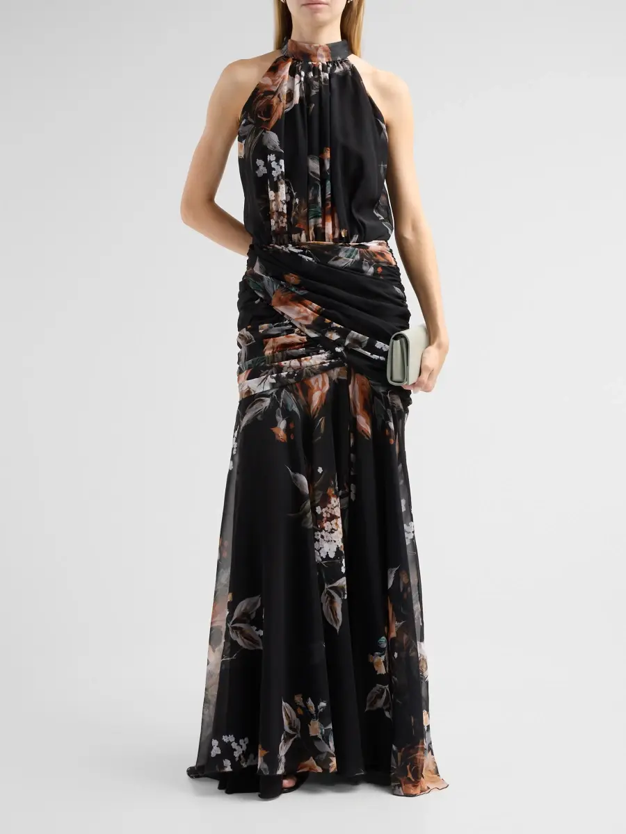 Chiara Boni La Petite Robe Women's Printed Chiffon Sleeveless Gown | Thumbnail 2