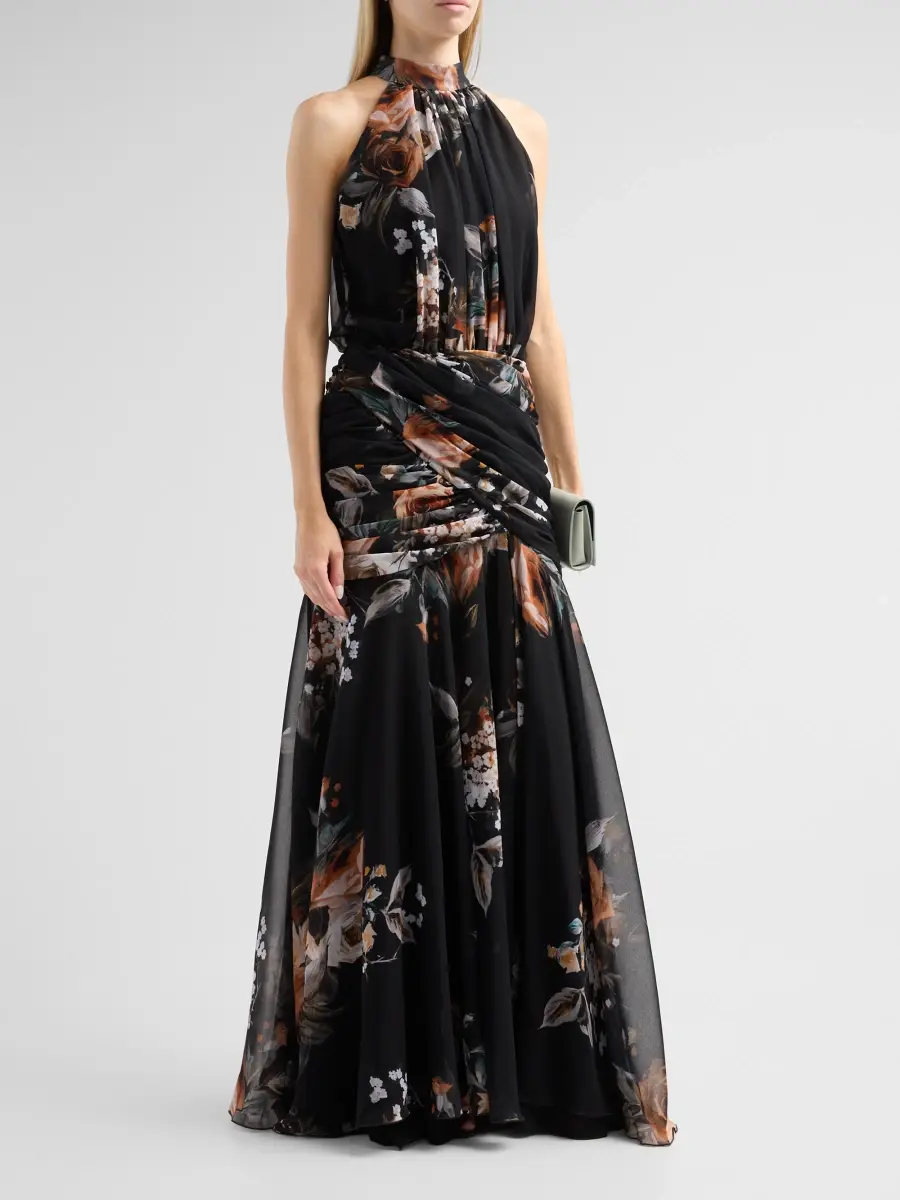 Chiara Boni La Petite Robe Women's Printed Chiffon Sleeveless Gown | Thumbnail 4