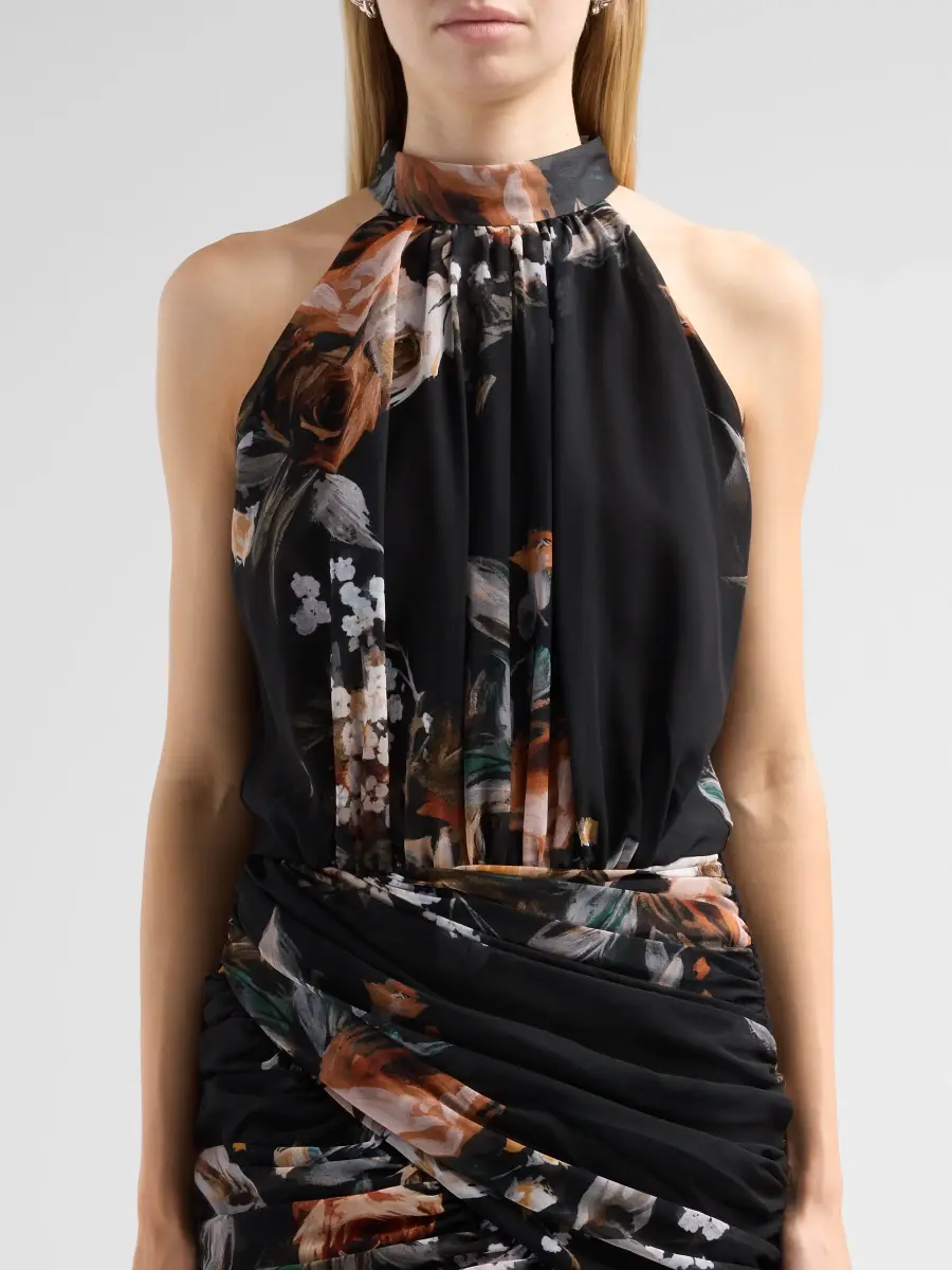 Chiara Boni La Petite Robe Women's Printed Chiffon Sleeveless Gown | Thumbnail 5