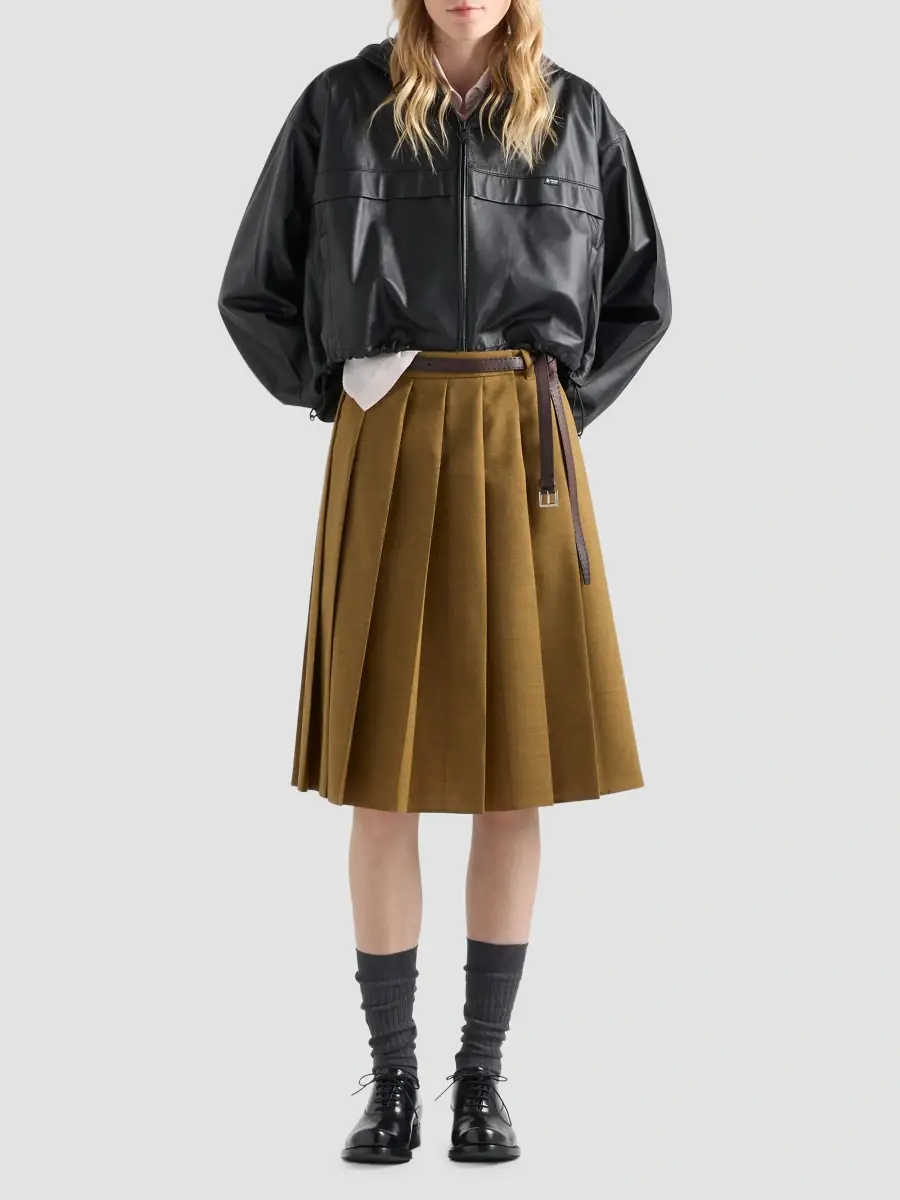 Prada Women's Hooded Nappa Leather Jacket | Thumbnail 2 Prada Women's Hooded Nappa Leather Jacket | Thumbnail 2