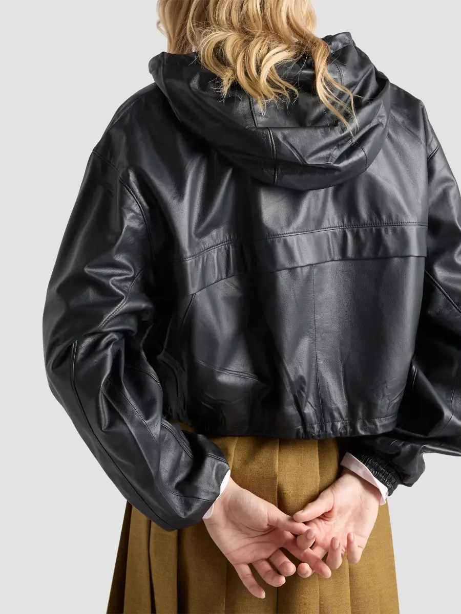 Prada Women's Hooded Nappa Leather Jacket | Thumbnail 6 Prada Women's Hooded Nappa Leather Jacket | Thumbnail 6