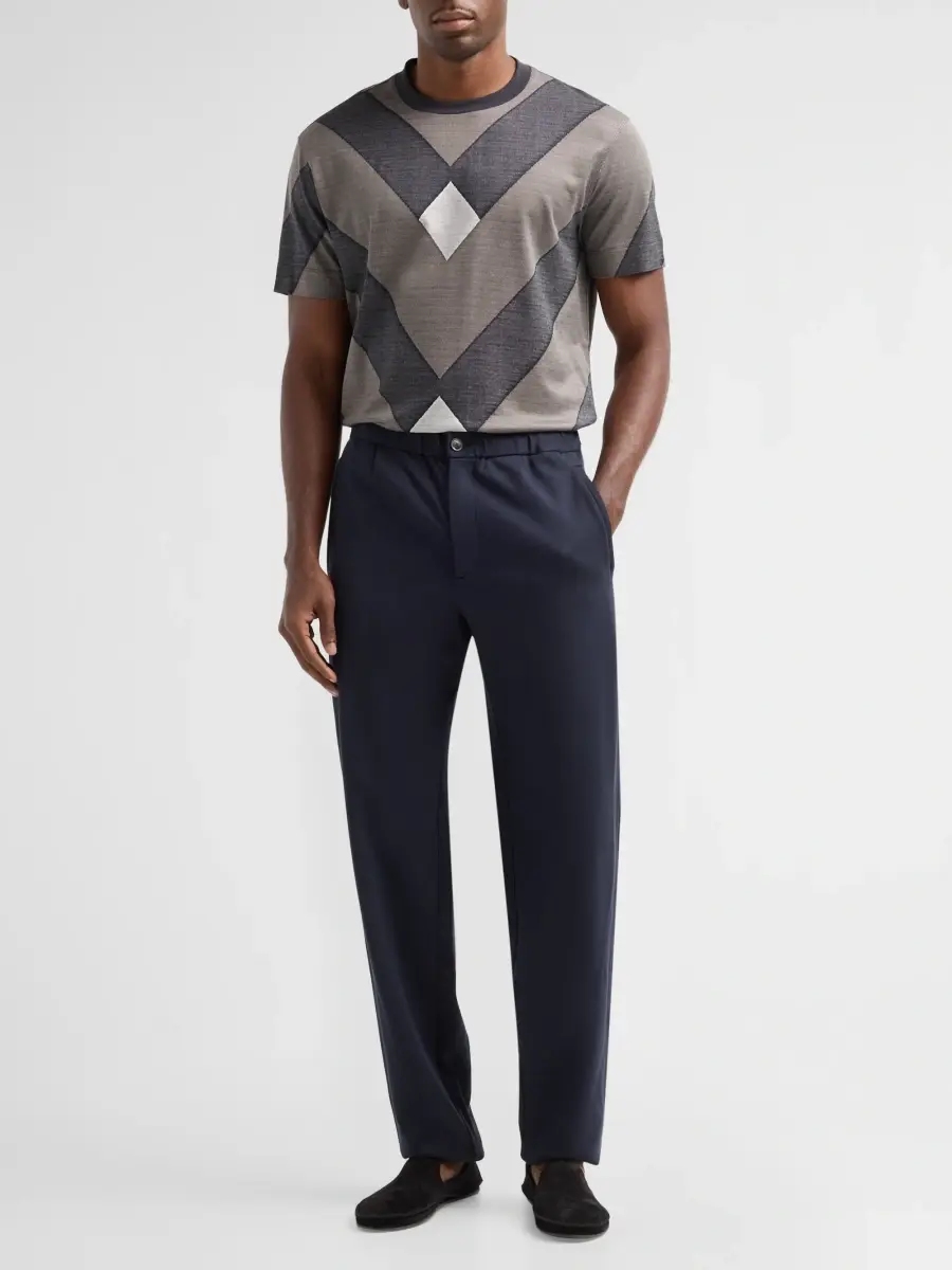 Emporio Armani Men's Geometric-Print Jersey Crewneck T-Shirt | Thumbnail 2 Emporio Armani Men's Geometric-Print Jersey Crewneck T-Shirt | Thumbnail 2