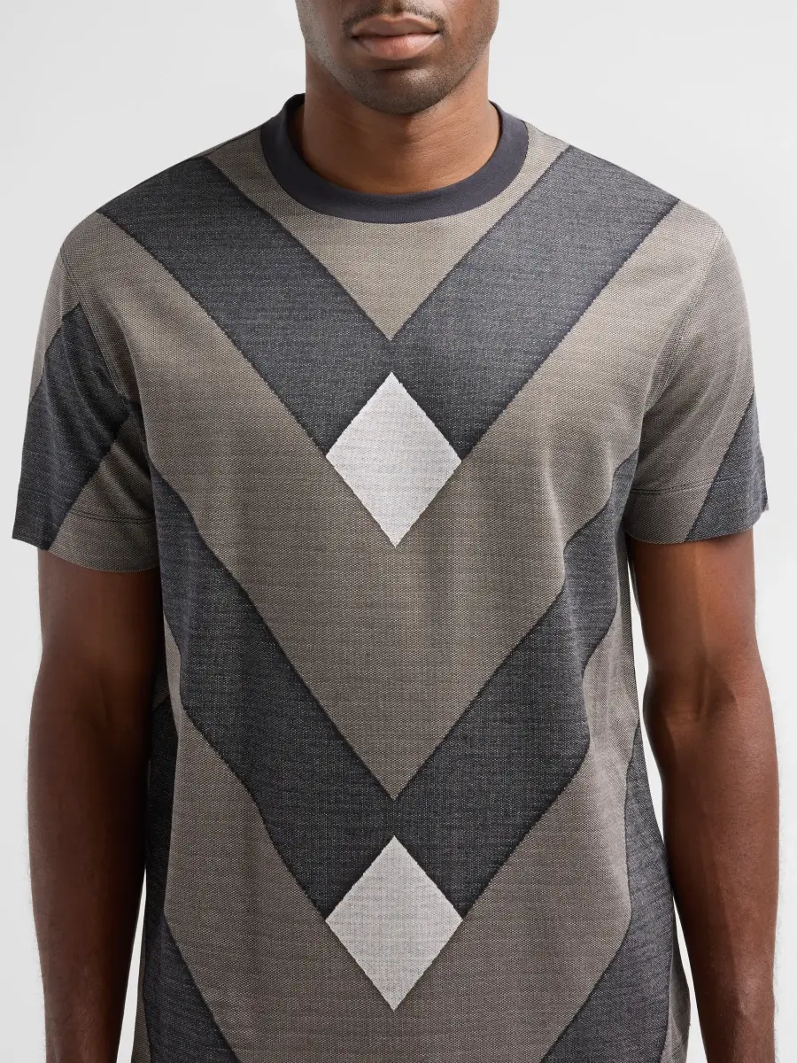 Emporio Armani Men's Geometric-Print Jersey Crewneck T-Shirt | Thumbnail 5 Emporio Armani Men's Geometric-Print Jersey Crewneck T-Shirt | Thumbnail 5