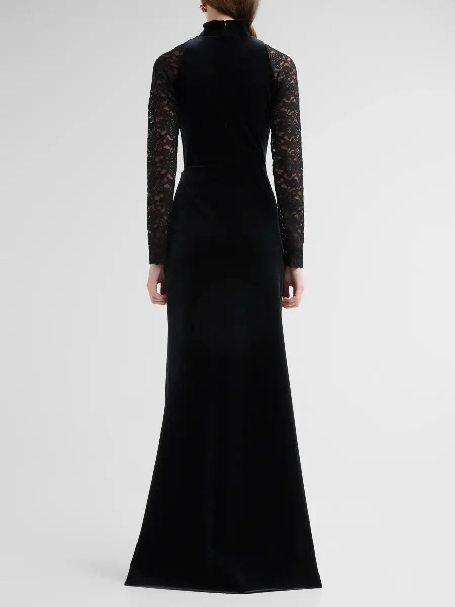 Chiara Boni La Petite Robe Women's Garim Velvet Lace Trumpet Gown | Thumbnail 3 Chiara Boni La Petite Robe Women's Garim Velvet Lace Trumpet Gown | Thumbnail 3
