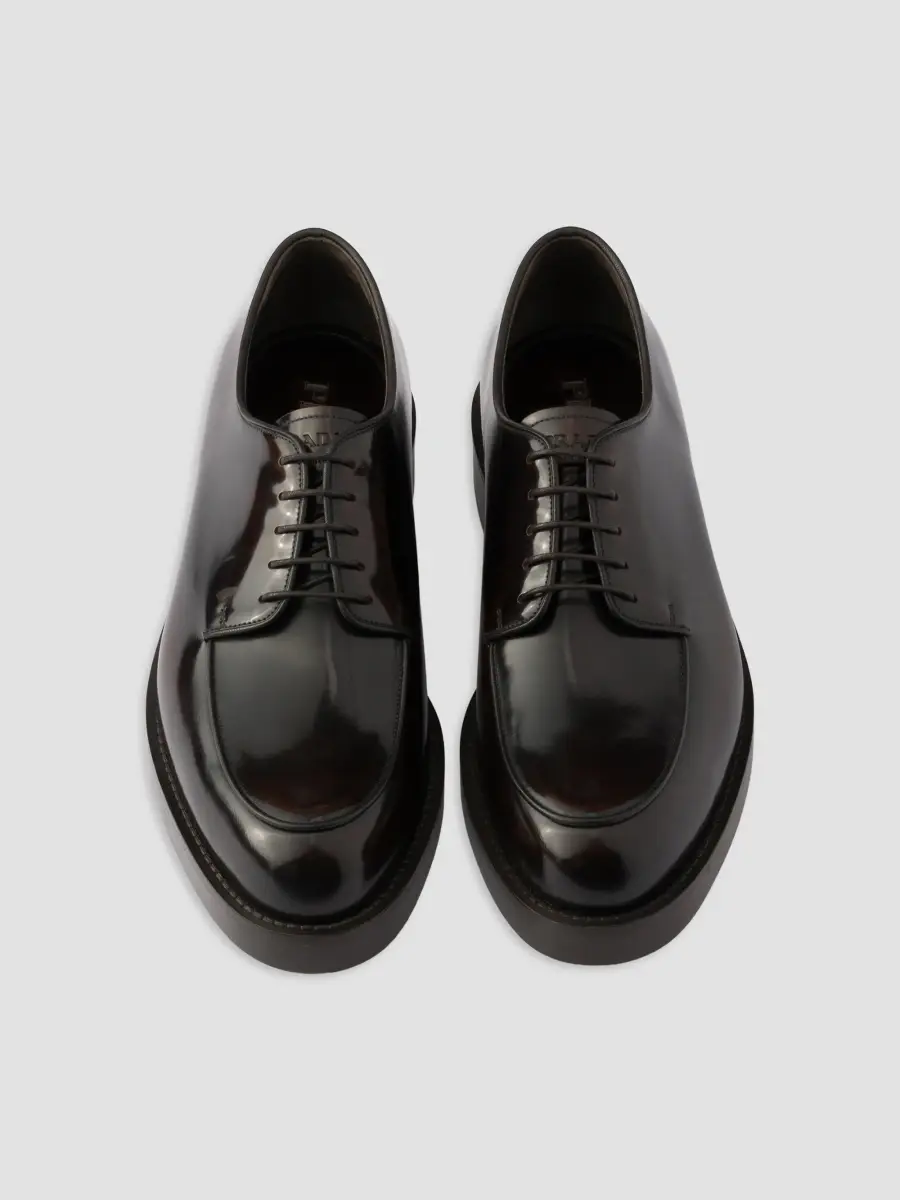 Prada Men's Brushed Leather Derby Shoes | Thumbnail 2