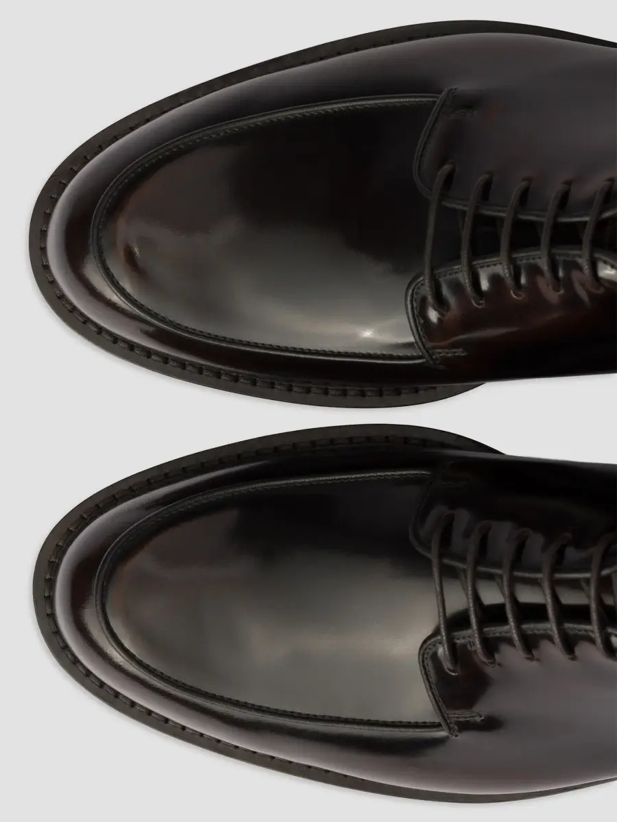 Prada Men's Brushed Leather Derby Shoes | Thumbnail 4