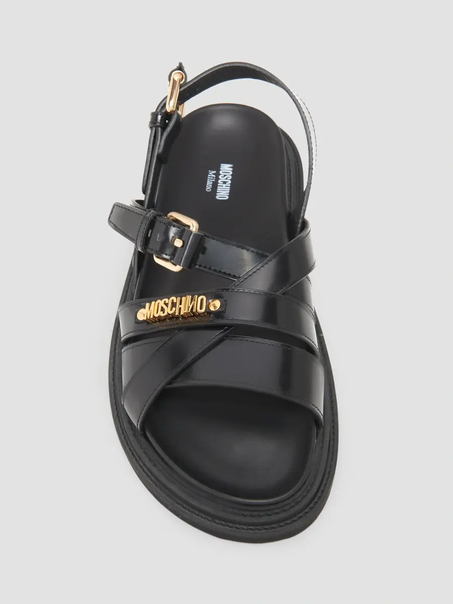 MOSCHINO Men's Logo Leather Sandals | Thumbnail 5 MOSCHINO Men's Logo Leather Sandals | Thumbnail 5