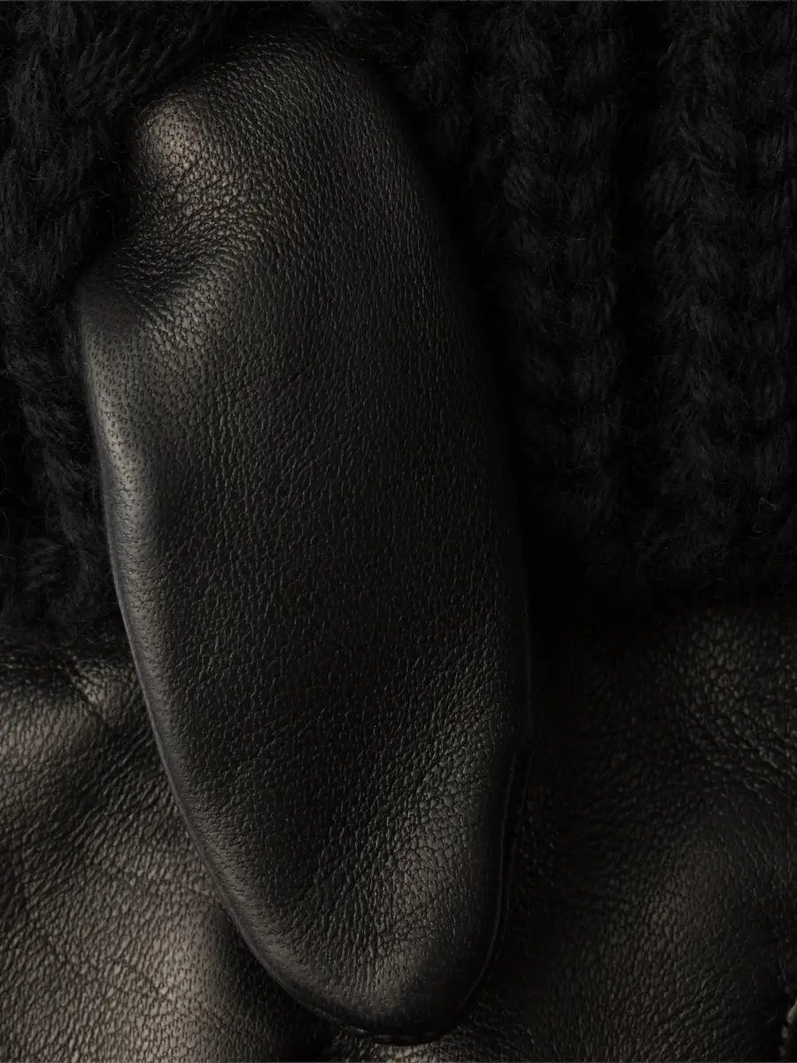 Prada Women's Nappa Leather and Knit Gloves - Black | Thumbnail 3 Prada Women's Nappa Leather and Knit Gloves - Black | Thumbnail 3