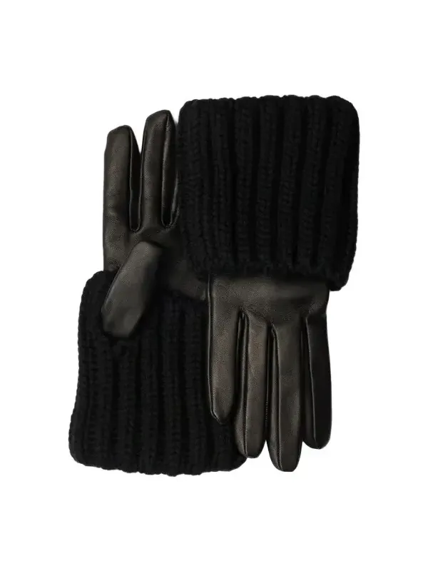 Prada Women's Nappa Leather and Knit Gloves - Black