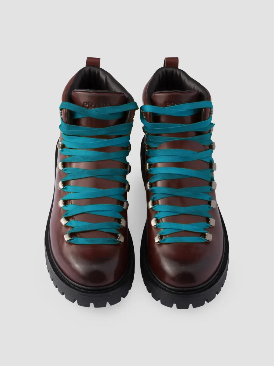 Prada Men's Antiqued Leather Lace-Up Ankle Boots | Thumbnail 2