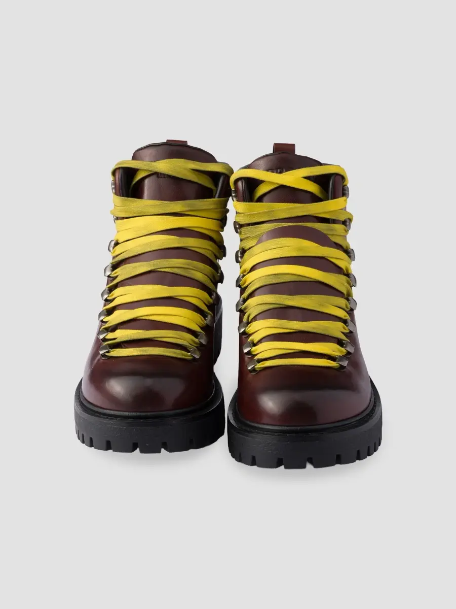 Prada Men's Antiqued Leather Lace-Up Ankle Boots | Thumbnail 3