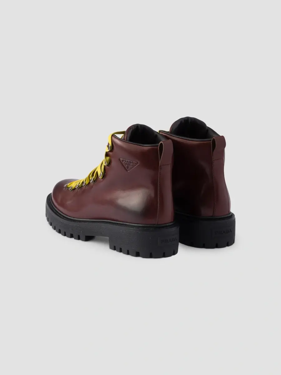 Prada Men's Antiqued Leather Lace-Up Ankle Boots | Thumbnail 4