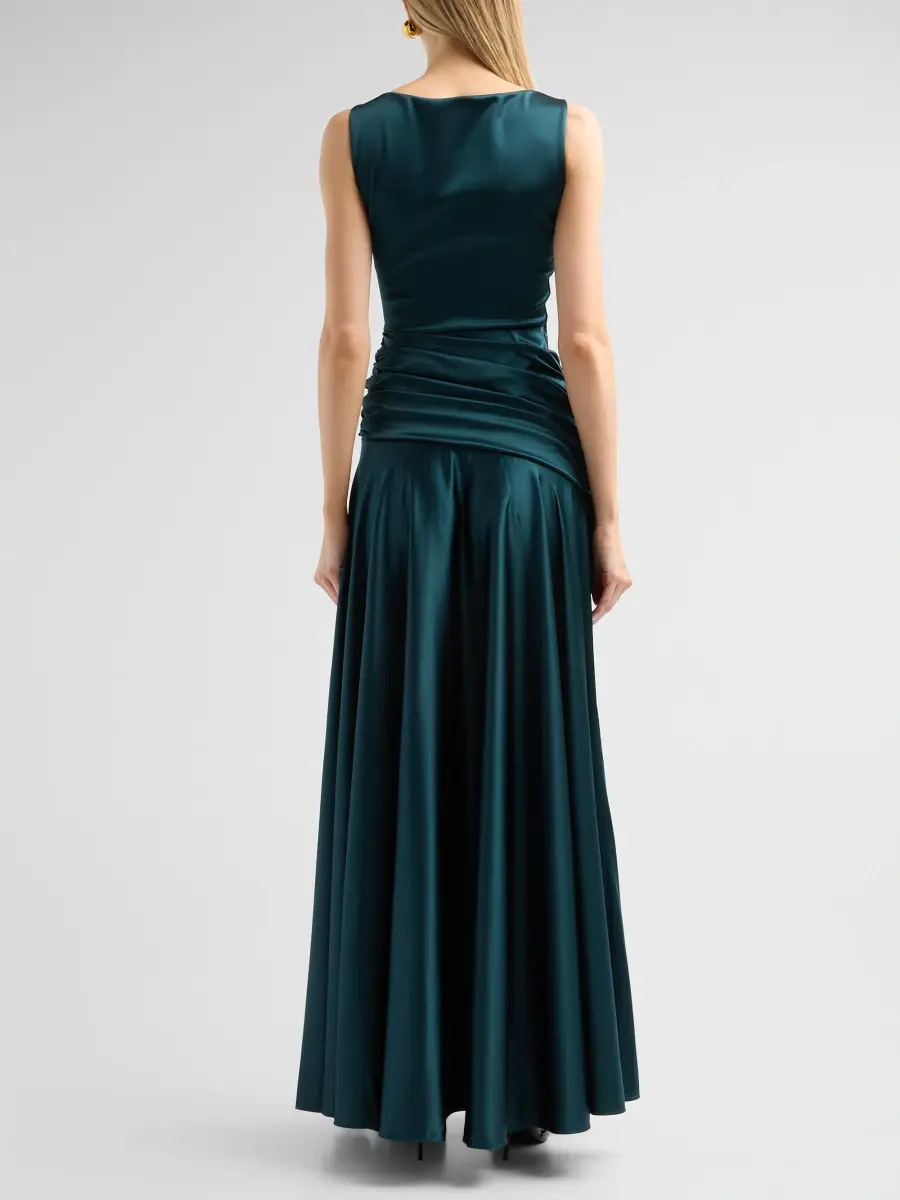 Chiara Boni La Petite Robe Women's Raula Ruched Satin Gown | Thumbnail 3 Chiara Boni La Petite Robe Women's Raula Ruched Satin Gown | Thumbnail 3
