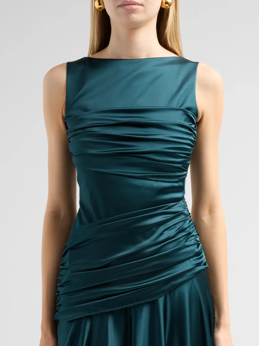 Chiara Boni La Petite Robe Women's Raula Ruched Satin Gown | Thumbnail 5 Chiara Boni La Petite Robe Women's Raula Ruched Satin Gown | Thumbnail 5