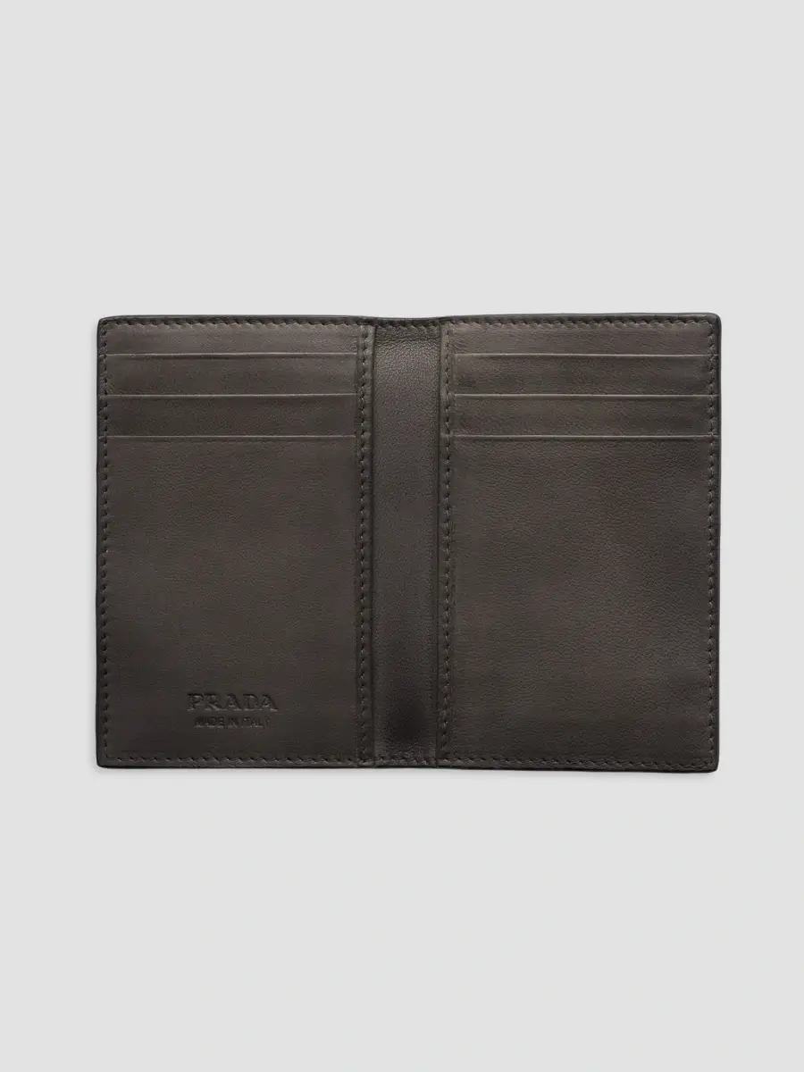 Prada Men's Antiqued Leather Card Holder | Thumbnail 2 Prada Men's Antiqued Leather Card Holder | Thumbnail 2