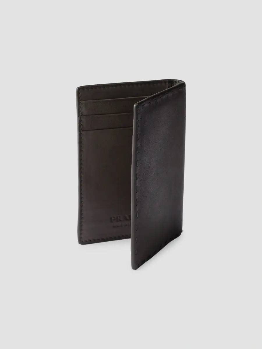 Prada Men's Antiqued Leather Card Holder | Thumbnail 4 Prada Men's Antiqued Leather Card Holder | Thumbnail 4