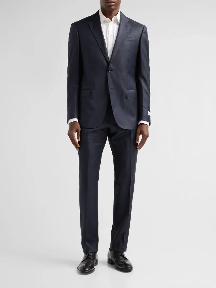 Emporio Armani Men's Plaid Wool Single-Breasted Suit | Thumbnail 2 Emporio Armani Men's Plaid Wool Single-Breasted Suit | Thumbnail 2