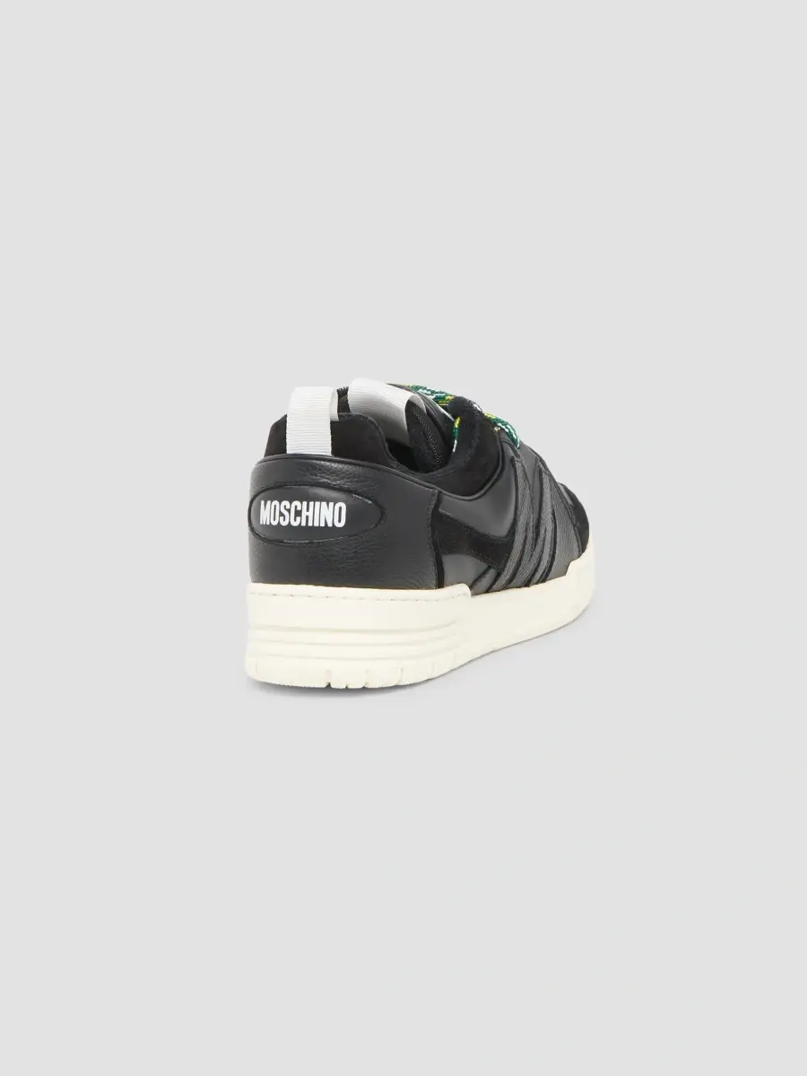 MOSCHINO Men's Leather & Velvet Low-Top Sneakers | Thumbnail 2 MOSCHINO Men's Leather & Velvet Low-Top Sneakers | Thumbnail 2