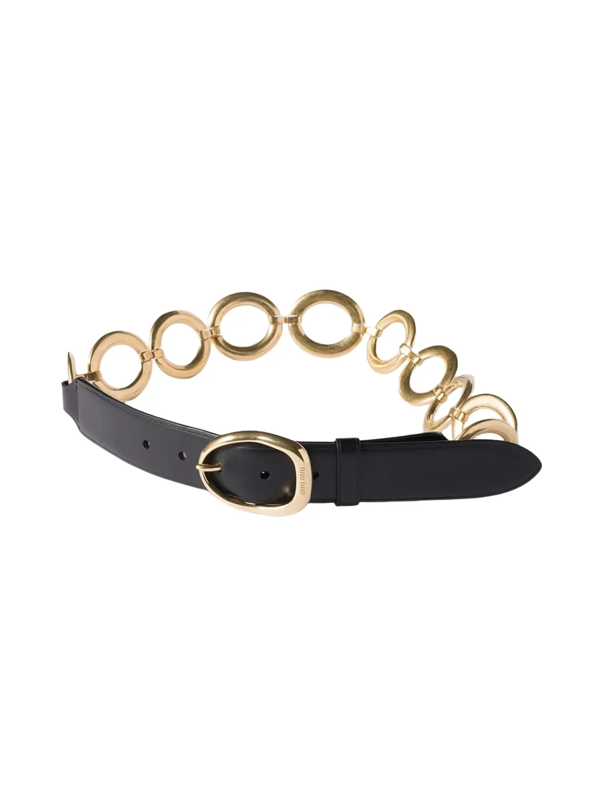 Miu Miu Women's Leather and Metal Belt - Black