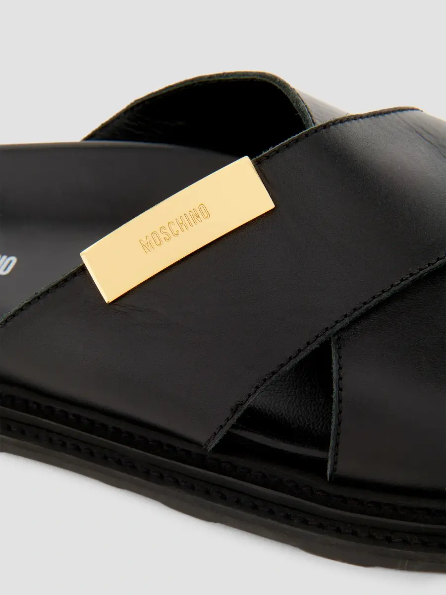 MOSCHINO Men's Faux-Leather Mule Sandals | Thumbnail 3 MOSCHINO Men's Faux-Leather Mule Sandals | Thumbnail 3