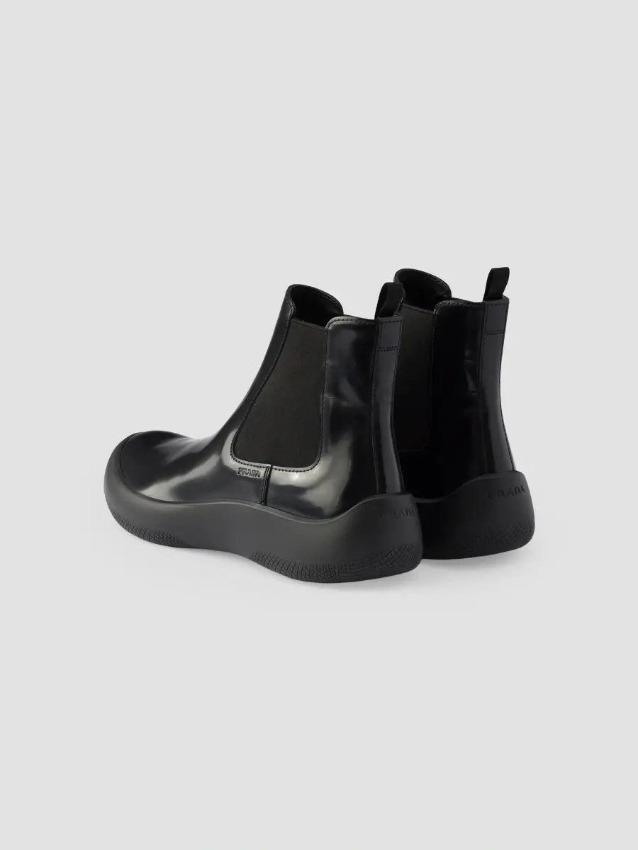 Prada Men's Brushed Leather Chelsea Boots | Thumbnail 3