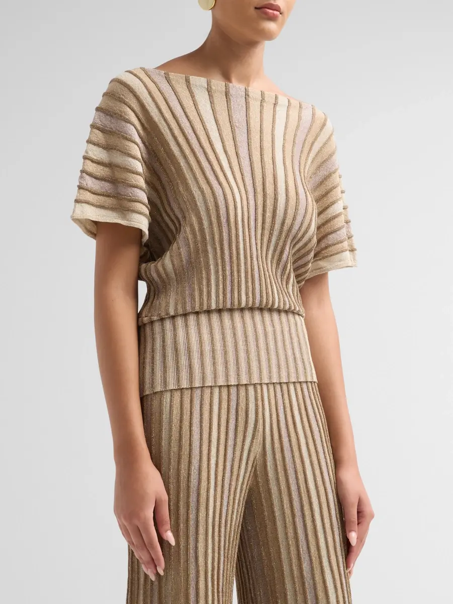 Chiara Boni La Petite Robe Women's Metallic Ribbed Top | Thumbnail 4 Chiara Boni La Petite Robe Women's Metallic Ribbed Top | Thumbnail 4