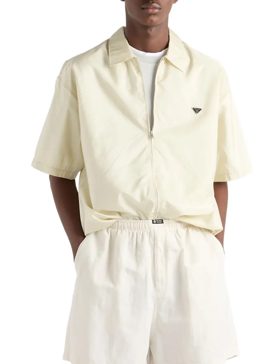 Prada Men's Short-Sleeved Re-Nylon Zipper Shirt | Thumbnail 2 Prada Men's Short-Sleeved Re-Nylon Zipper Shirt | Thumbnail 2
