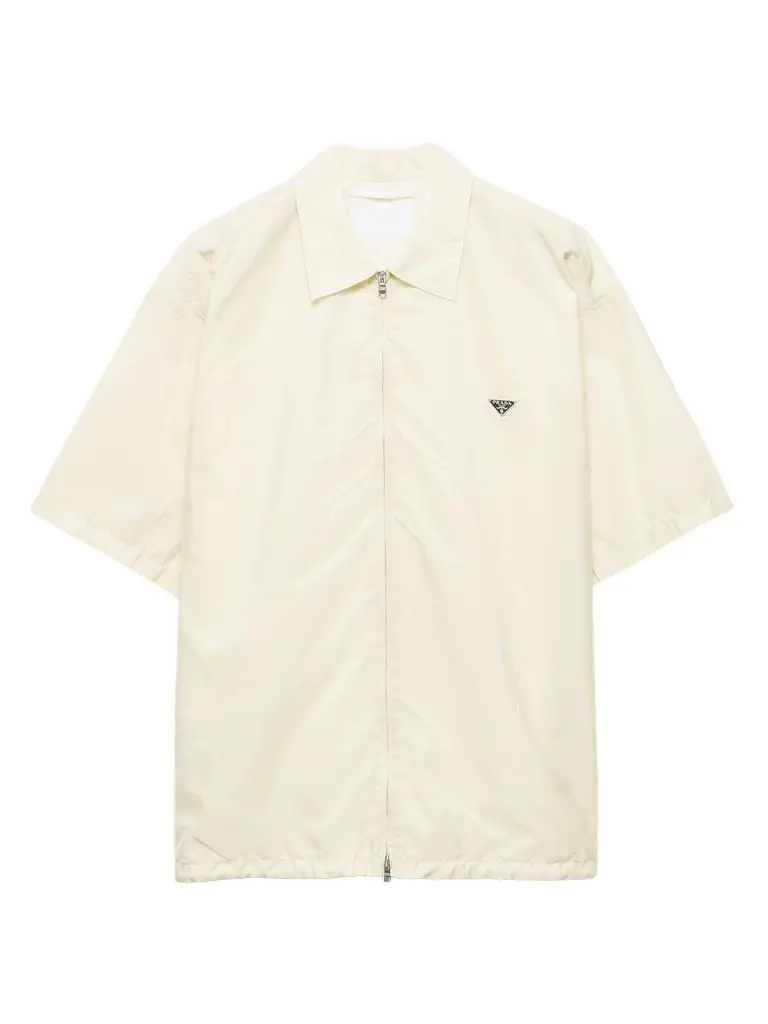 Prada Men's Short-Sleeved Re-Nylon Zipper Shirt