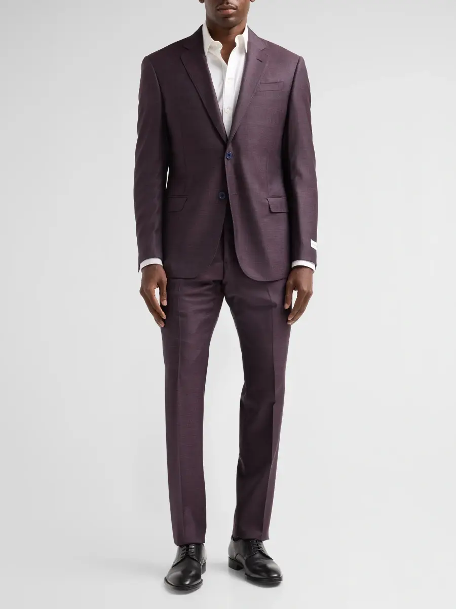 Emporio Armani Men's Textured Wool Single-Breasted Suit | Thumbnail 2 Emporio Armani Men's Textured Wool Single-Breasted Suit | Thumbnail 2