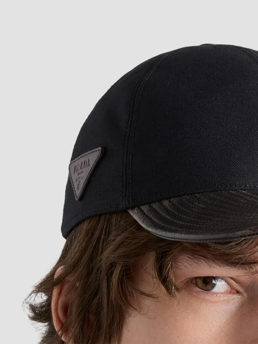 Prada Men's Technical Cotton and Leather Baseball Cap | Thumbnail 2 Prada Men's Technical Cotton and Leather Baseball Cap | Thumbnail 2