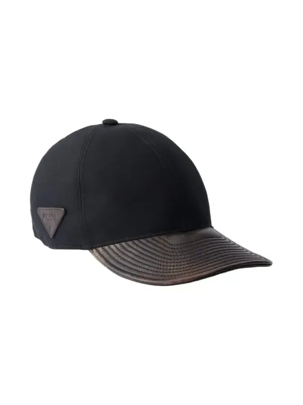Prada Men's Technical Cotton and Leather Baseball Cap