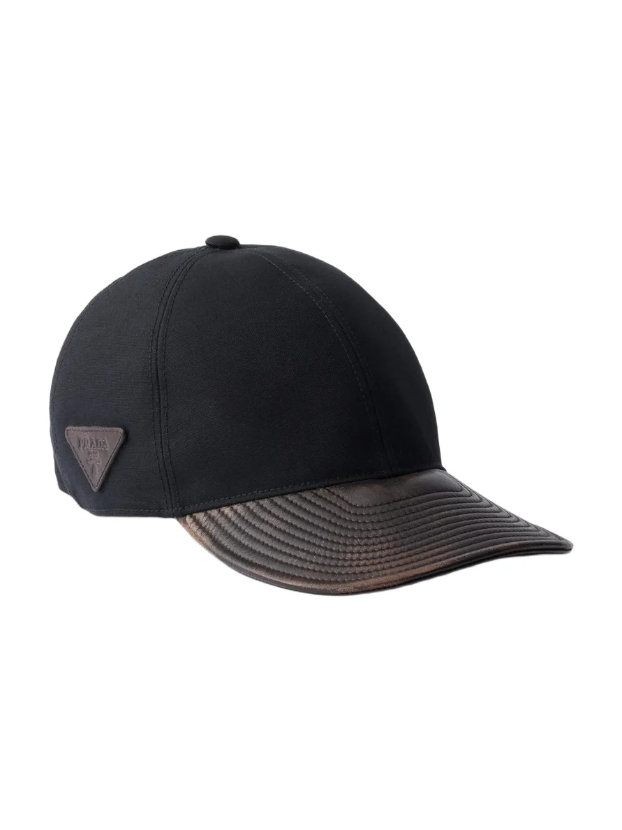 Prada Men's Technical Cotton and Leather Baseball Cap