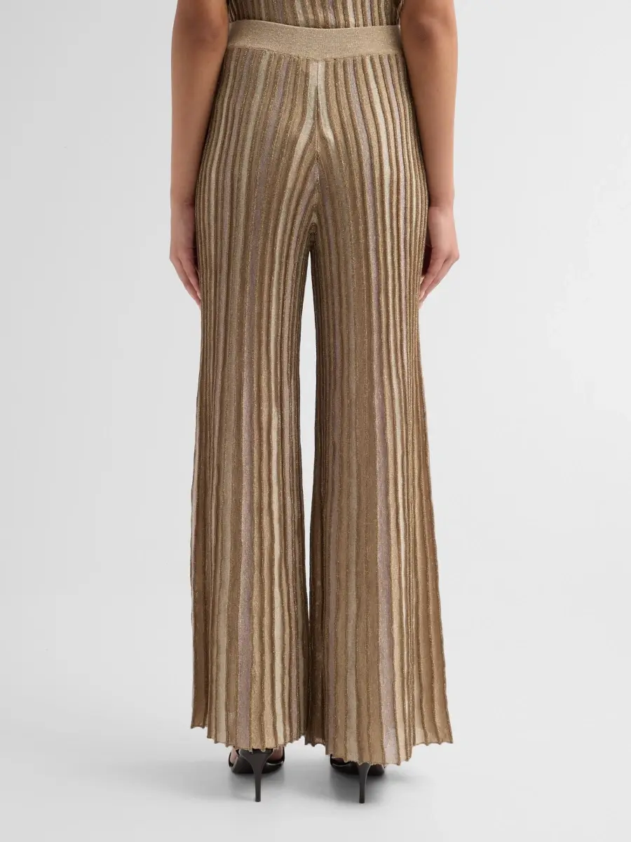 Chiara Boni La Petite Robe Women's Metallic Ribbed Knit Pants | Thumbnail 3 Chiara Boni La Petite Robe Women's Metallic Ribbed Knit Pants | Thumbnail 3